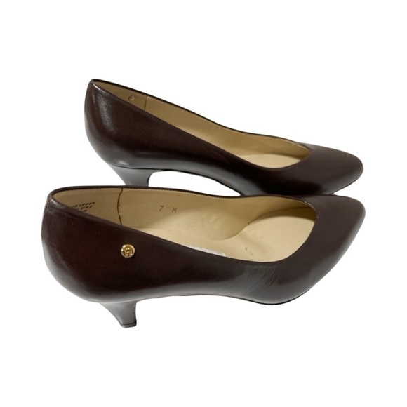 ETIENNE AIGNER Classic Priscilla Brown Leather Pumps Heels Sz 7 - Picture 1 of 6